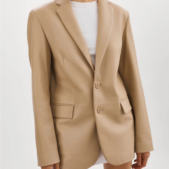 LaMarque beige 100% leather blazer - Picture 1 of 3
